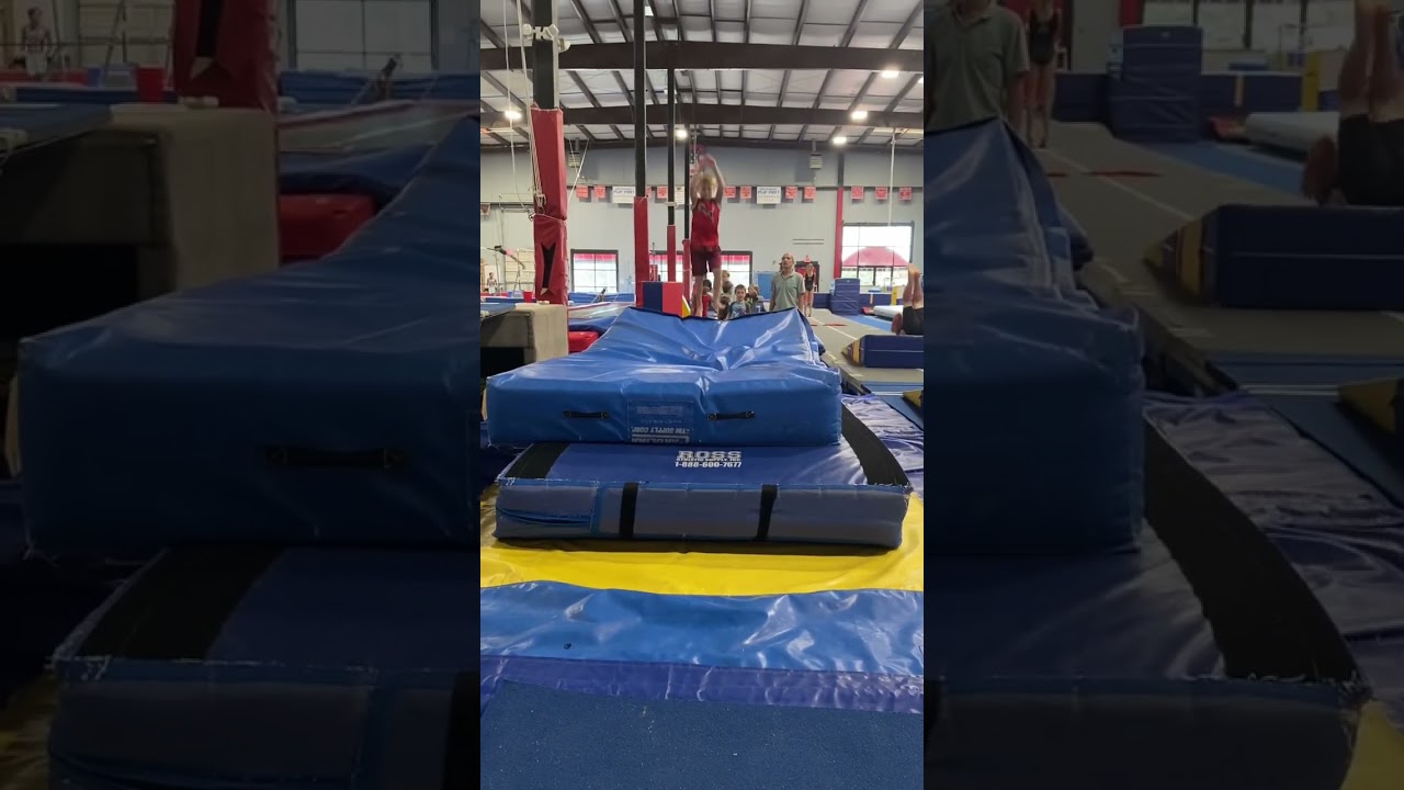 Starting gymnastics! Working on his front flip! Flip Force 🙌