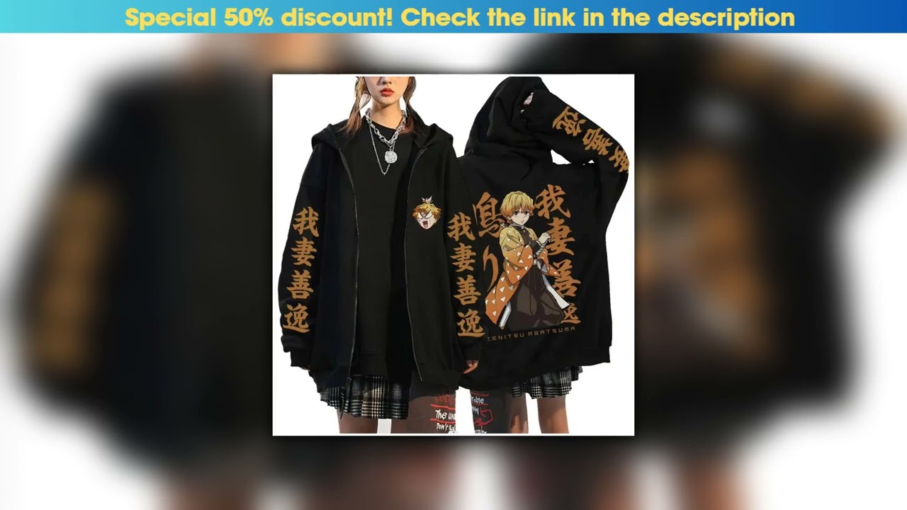 New Arrival Anime Demon Slayer Agatsuma Zenitsu Graphic Zipper Hoodie Men Women Clothing Fashion Ov
