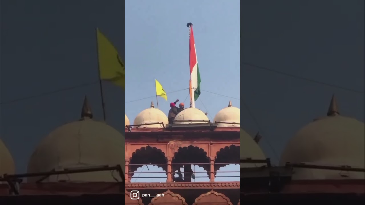 Delhi lal kila farmers protest Nishan Sahib video 26 January