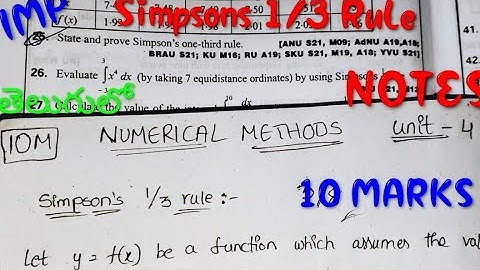 #Simpsons 1/3 rule in telugu # degree 5th sem maths #vv imp 10mark question? #bsc#maths#degree#short