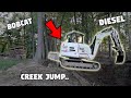 Crossing a creek with my bobcat excavator