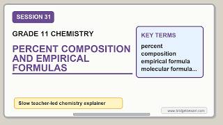 31 Week 8, Session 31   Percent Composition and Empirical Formulas