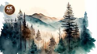 Watercolor Forest and Mountains