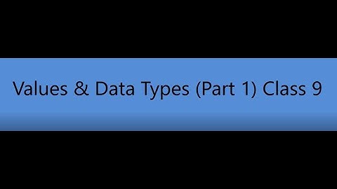 Values & Data types (Part 1) Class IX