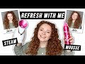 REFRESH MY CURLS WITH ME | WAVY CURLY HAIR STEAM & MOUSSE REFRESH