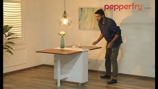 Noble 6 Seater Foldable Dining Table in White & Walnut Finish