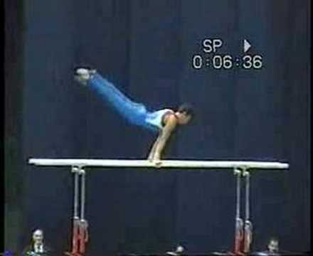 parallel bar.basket to handstand