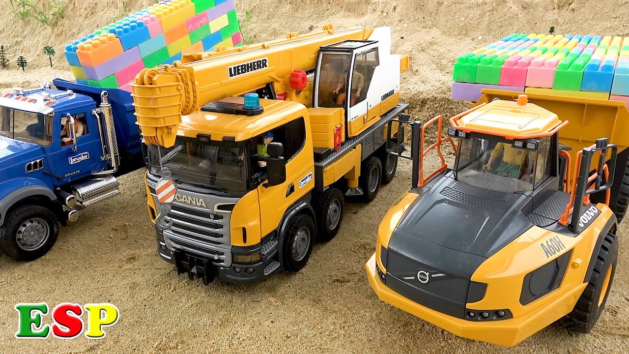 Vehículos de construcción camión volquete camión grúa juguete para niños -  YouTube