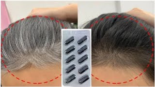 White Hair ➡️ Black Hair Naturally Permanently in 3 minutes | White hair dye with charcoal & herb