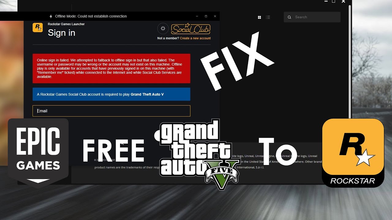Free Gta V Of Epic Games Connect To Rockstar Fix The Rockstar Server Problem Youtube