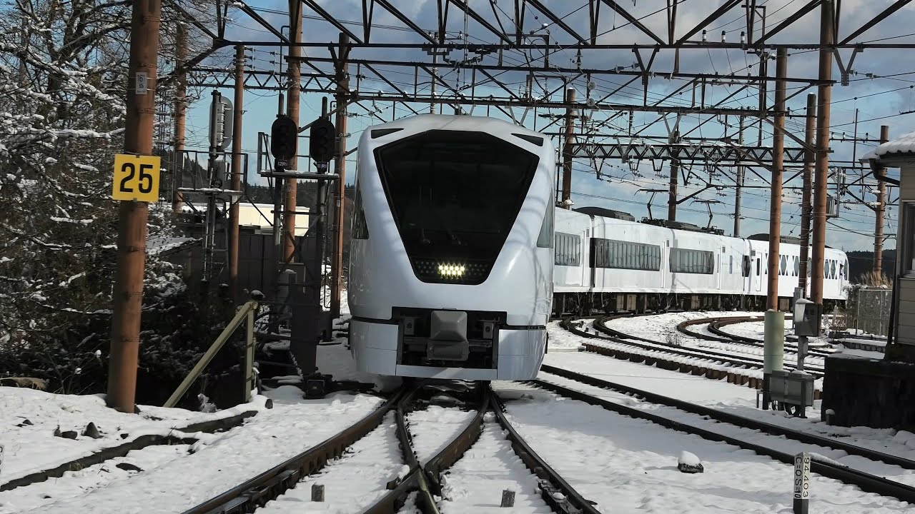 【前展望】雪景色 特急スペーシアＸ 6号 東武日光～浅草