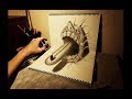 イラストの舌が飛び出す！？ 鉛筆で描く3Dアート