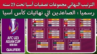 الترتيب النهائي لمجموعات تصفيات كأس اسيا الاولمبيه تحت 23 سنه.الصاعدين الي نهائيات كاس اسيا قطر 2024