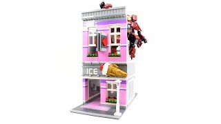 LEGO Modular-Compatible Ice Cream Shop + Hulkbuster Crash MOC (Wait... What?)