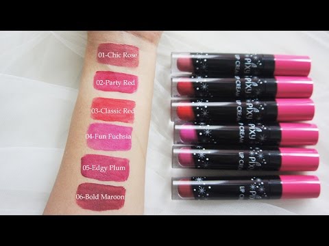 PIXY Matte In Love product list: - 104 (Pop Pink) - 105 (Divine Rouge) - 106 (Red Fusion) - 210 (Blu. 