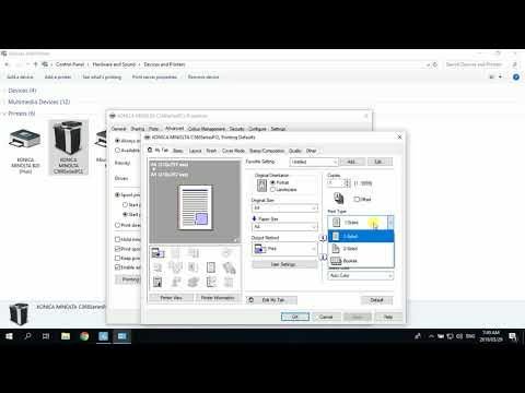 How to default 2-sided printing on Konica Minolta Windows 10 Double Sided Printing