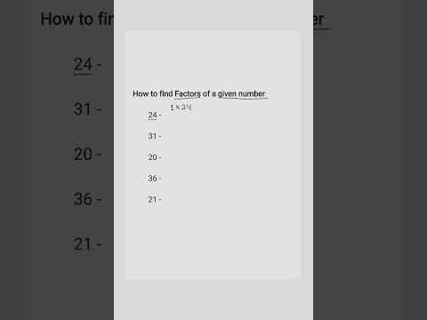 How to find factors of a given number | Factors