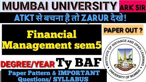 Tybaf sem5 Nov2024 Financial Management FM Question paperPattern Important QUESTION Syllabus ARKsir🔥