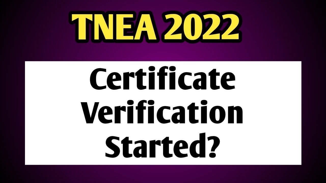 TNEA|2022|Certificate|Verification|Process|Started?|Vincent Maths|
