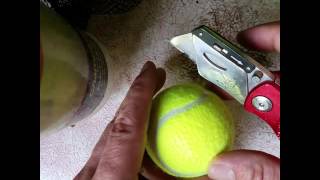 How to cut holes in tennis balls for walkers, chairs, etc the common sense way. screenshot 5