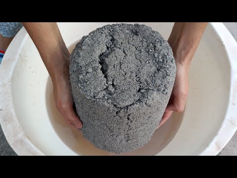 Omg || New || Black concrete huge buckets crumbling in lots of water || dust volcano