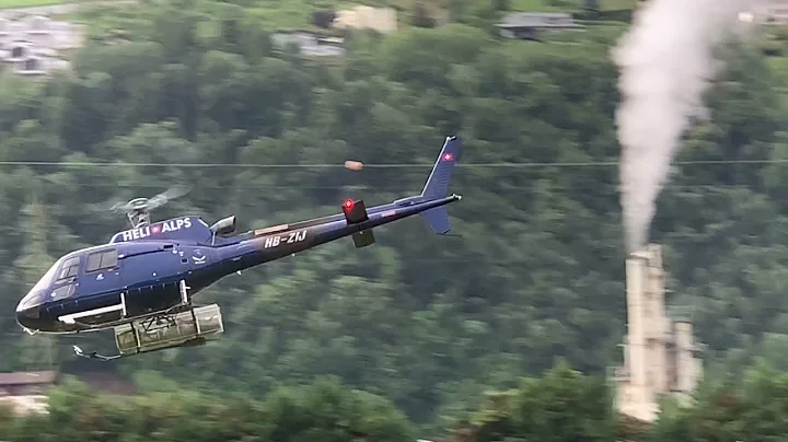 Eurocopter H125 Ecureuil AS350B3 HB-ZIJ Heli Alps takeoff Sion airport Valais Switzerland 14.07.2021