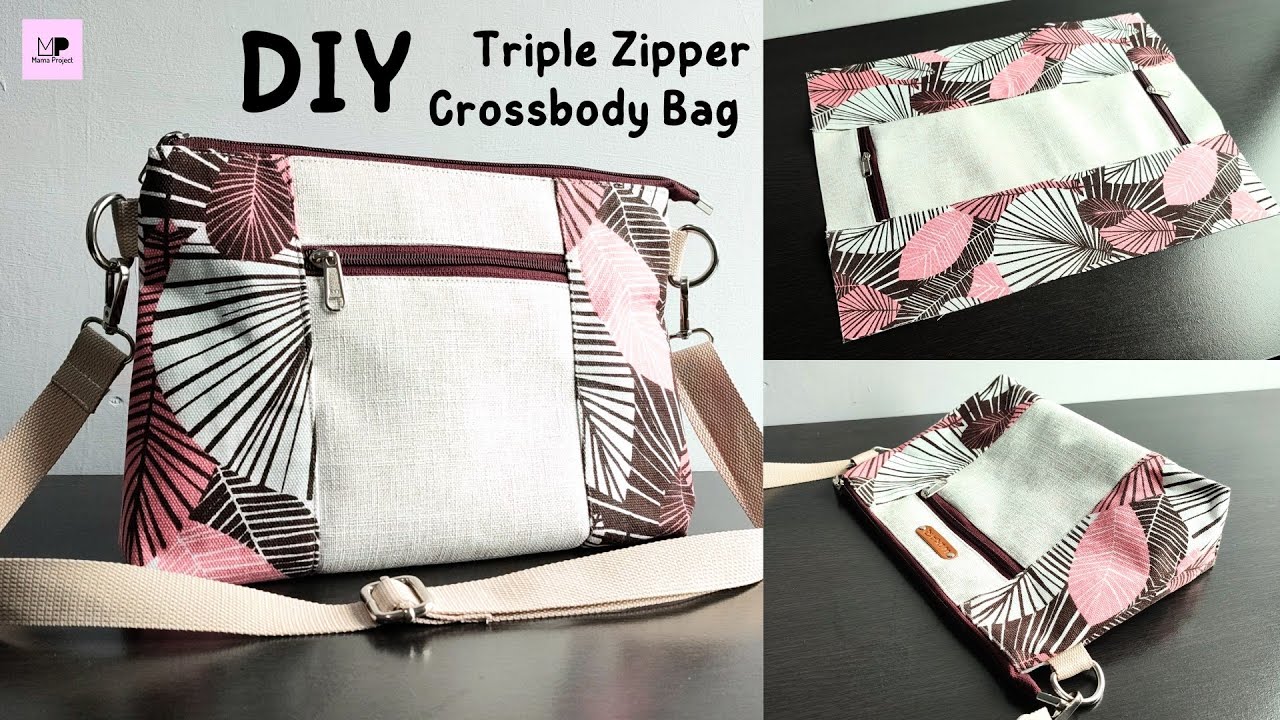 Triple Zipper Crossbody Bag Tutorial | DIY Crossbody Bag - YouTube