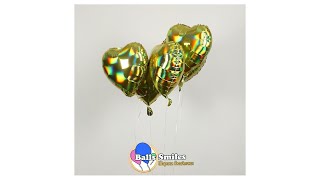 BallsSmiles - Баллон + 5 золотых сердец с голографией