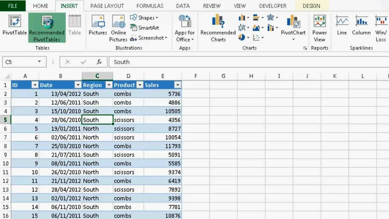 learning pivot tables in excel 2013