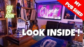 Pub Shed Garden Bar Tour - Seating, Bar & Shed Measurements! Backyard Bar!