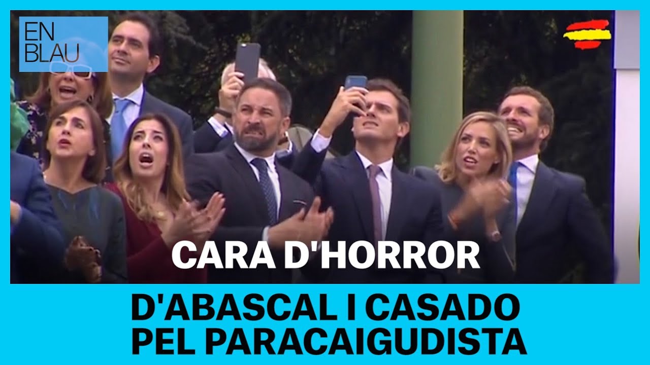el nacional periodico Cara d’horror d’Abascal i Casado pel paracaigudista estampat al fanal (i Rivera passa)