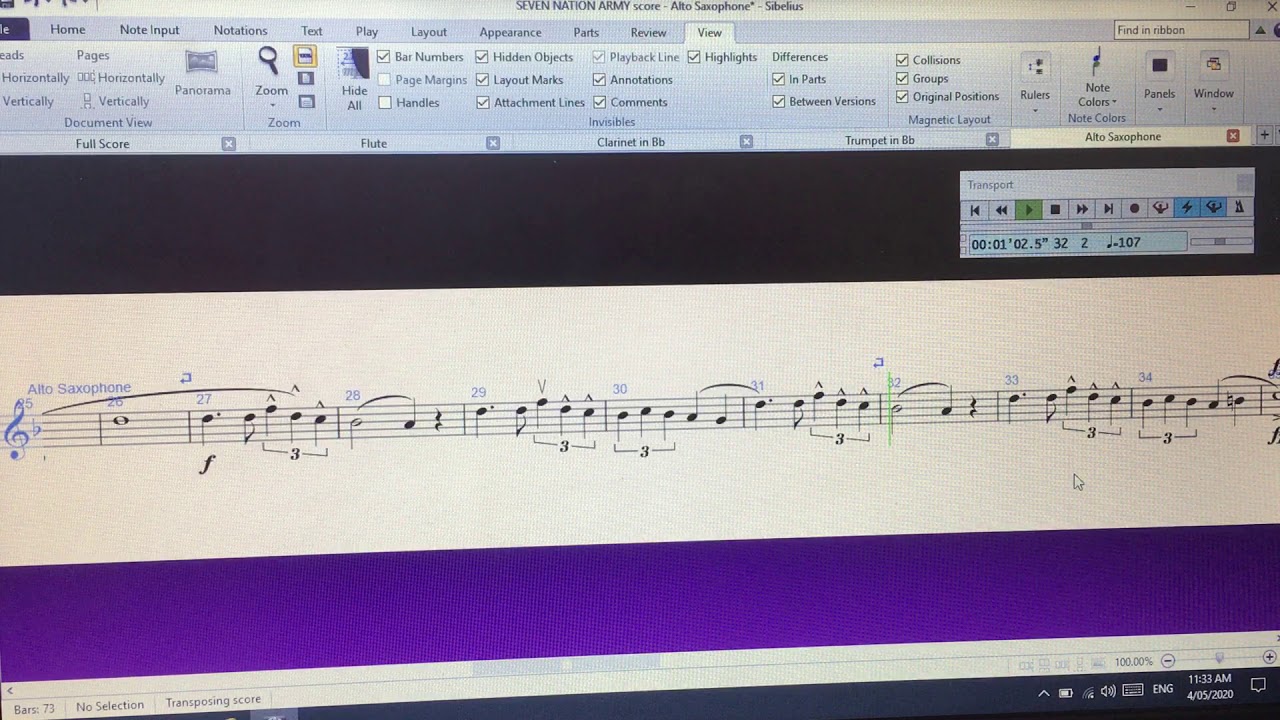 Seven Nation Army Alto Sax Part 2 - YouTube