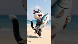 Monty The Grumpy Cat found A fish #montycat #funny #cat #cartoon #animation