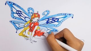 Learning color How to Draw and Color Butterfly princess   Learning Colouring Video  Caterpillar