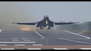 Earth Shaking USAF B-1 Bombers first mission from RAF Fairford UK  SPICY21 flight 30th May 2023