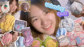 Unboxing ep.12 แกะพัสดุสกุชชี่โอเปร่า 2 สี  เมล่อนยักษ์ ปังหนึบ หมีมาช ชีสเค้กไอบลูม🍰💗