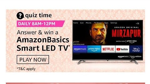Amazon Quiz Answers Today | Win Amazon Basics Smart LED TV | 13 Feb 2021