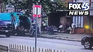 'They crushed them!' | Surveillance video shows a city garbage truck destroying community trash cans