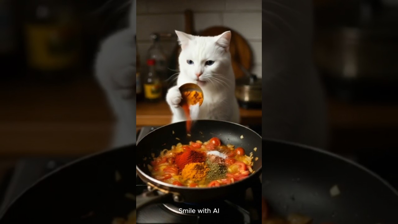 Cat makes Butter Chicken 