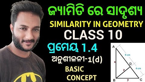 ଜ୍ୟାମିତି ରେ ସାଦୃଶ୍ୟ ଅନୁଶୀଳନୀ-1(d) || ପ୍ରମେୟ  1.4 || Class 10 geometry exercise-1(d) basic concept ||