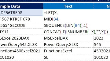 Extract Text and Numbers from String in Excel with LET, SEQUENCE, MID, CONCAT Excel Functions