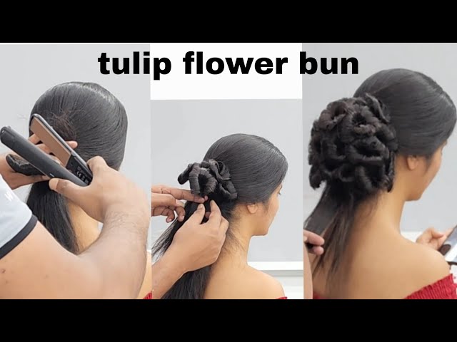 Beautiful Summer Bun with Flowers Hairstyle