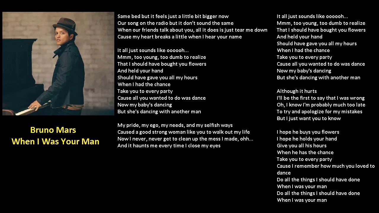 Bruno Mars When I Was Your Man (karaoke lower key) YouTube