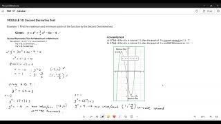 Module 10: Polynomial Curves (Second Derivative Test/Inflection Point)