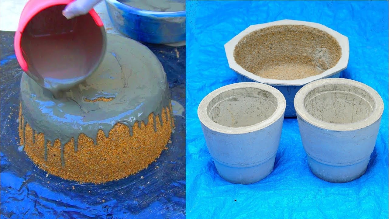 2 very easy way to make Cement Pot at home - Low cost - YouTube
