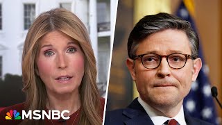 ‘We pay his salary and he sounds like a cheerleader’: Nicolle Wallace on Mike Johnson’s capitulation