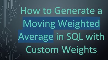 How to Generate a Moving Weighted Average in SQL with Custom Weights