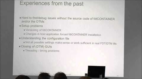 FDT Group Developer Forum 2013   Component Integration Experiences from the past