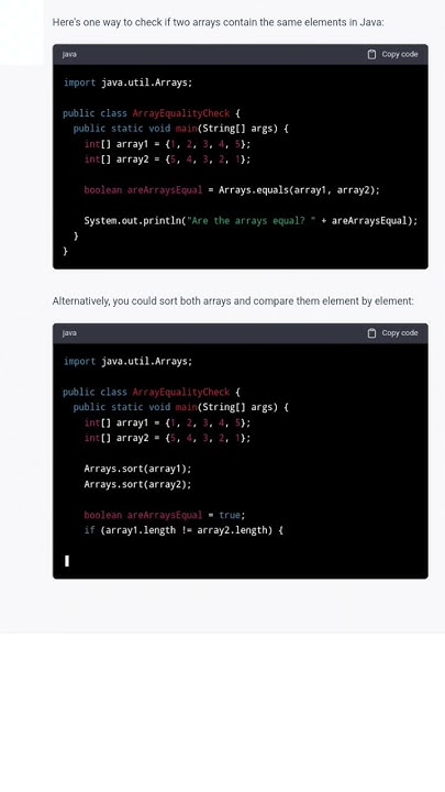 Java Interview Coding Question : Compare Two Arrays If They Contains ...