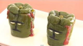 HALLOWEEN Frankenstein Stuffed Green Peppers ハロウィンにピーマンの肉詰め
